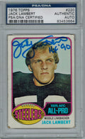 Jack Lambert Signed 1976 Topps Steelers Rookie Card #220 w/HOF - PSA/DNA - LAMCAR300 - Jack Lambert Signed 1976 Topps Steelers Rookie Card #220 w/HOF - PSA/DNA product image