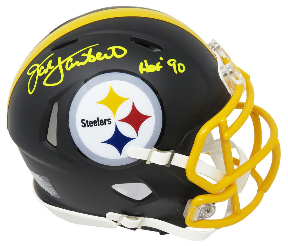 Jack Lambert Signed Pittsburgh Steelers Flat Black Matte Riddell Speed Mini Helmet w/HOF'90 - LAMMIN303 - Jack Lambert Signed Pittsburgh Steelers Flat Black Matte Riddell Speed Mini Helmet w/HOF'90 product image
