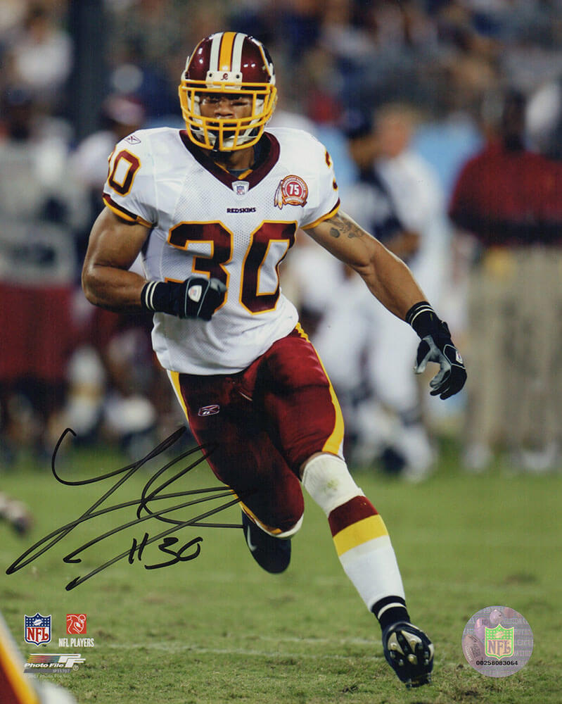 LaRon Landry Signed Washington Football Team White Jersey Action 8x10 Photo - LAN08P322 - LaRon Landry Signed Washington Football Team White Jersey Action 8x10 Photo product image