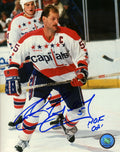 Rod Langway Signed Capitals White Jersey Holding Stick Action 8x10 Photo w/HOF'02 - LAN08P400 - Rod Langway Signed Capitals White Jersey Holding Stick Action 8x10 Photo w/HOF'02 product image
