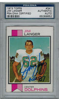 Jim Langer Signed Dolphins 1973 Topps Rookie Card #341 w/HOF'87 PSA/DNA - LANCAR300 - Jim Langer Signed Dolphins 1973 Topps Rookie Card #341 w/HOF'87 PSA/DNA product image