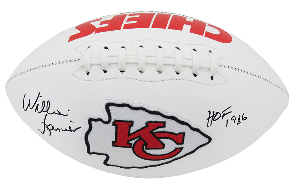 Willie Lanier Signed Kansas City Chiefs White Logo Football w/HOF'86 - LANFTB321 - Willie Lanier Signed Kansas City Chiefs White Logo Football w/HOF'86 product image