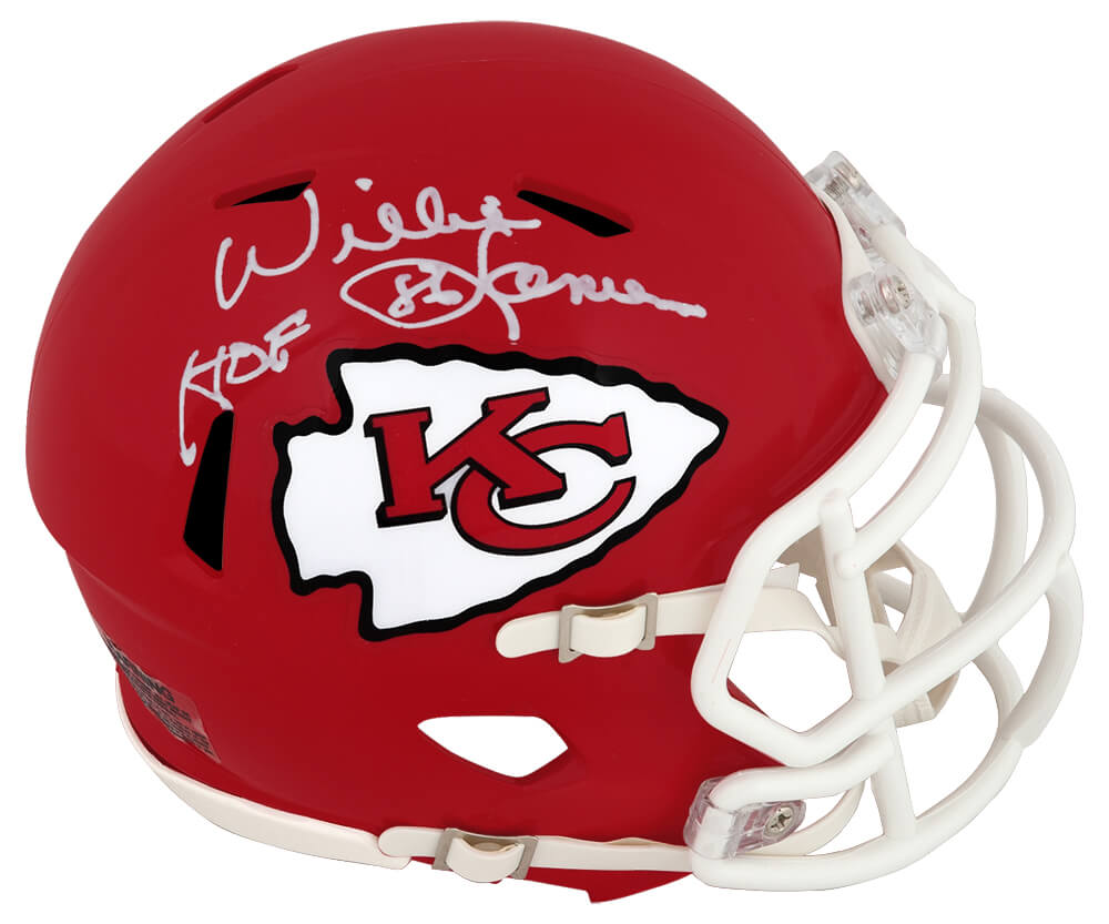 Willie Lanier Signed Kansas City Chiefs Throwback Riddell Speed Mini Helmet w/HOF'86 - LANMIN333 - Willie Lanier Signed Kansas City Chiefs Throwback Riddell Speed Mini Helmet w/HOF'86 product image