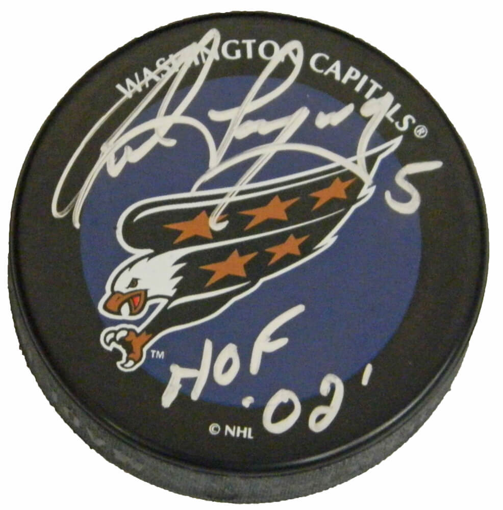 Rod Langway Signed Washington Capitals Logo Hockey Puck w/HOF'02 - LANPUC400 - Rod Langway Signed Washington Capitals Logo Hockey Puck w/HOF'02 product image