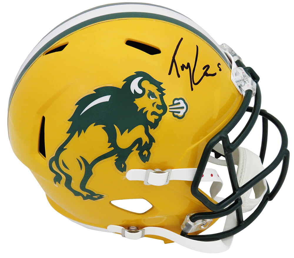 Trey Lance Signed North Dakota State Bison Yellow Riddell Full Size Speed Replica Helmet (Beckett) - LANREP310 - Trey Lance Signed North Dakota State Bison Yellow Riddell Full Size Speed Replica Helmet (Beckett) product image
