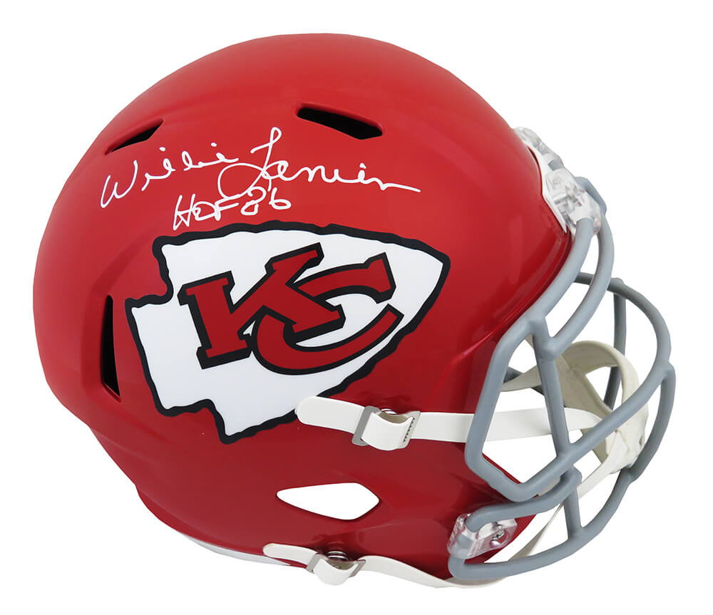Willie Lanier Signed Kansas City Chiefs Throwback Riddell Full Size Speed Replica Helmet w/HOF'86 - LANREP320 - Willie Lanier Signed Kansas City Chiefs Throwback Riddell Full Size Speed Replica Helmet w/HOF'86 product image