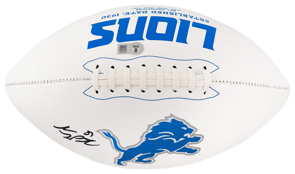 Sam LaPorta Signed Detroit Lions Rawlings White Logo Football - (Beckett) - LAPFTB300 - Sam LaPorta Signed Detroit Lions Rawlings White Logo Football - (Beckett) product image