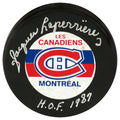 Jacques Laperriere Signed Montreal Canadiens Logo Hockey Puck w/HOF 1987 - LAPPUC403 - Jacques Laperriere Signed Montreal Canadiens Logo Hockey Puck w/HOF 1987 product image