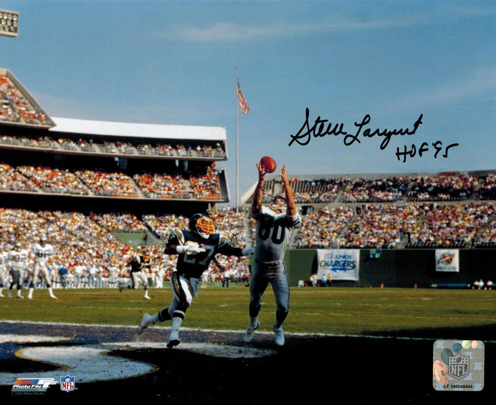 Steve Largent Signed Seahawks Touchdown  8x10 Photo w/HOF'95 - LAR08P300 - Steve Largent Signed Seahawks Touchdown 8x10 Photo w/HOF'95 product image