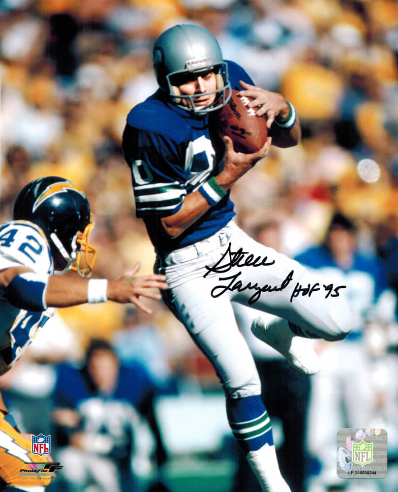Steve Largent Signed Seahawks Action 8x10 Photo w/HOF'95 - LAR08P301 - Steve Largent Signed Seahawks Action 8x10 Photo w/HOF'95 product image
