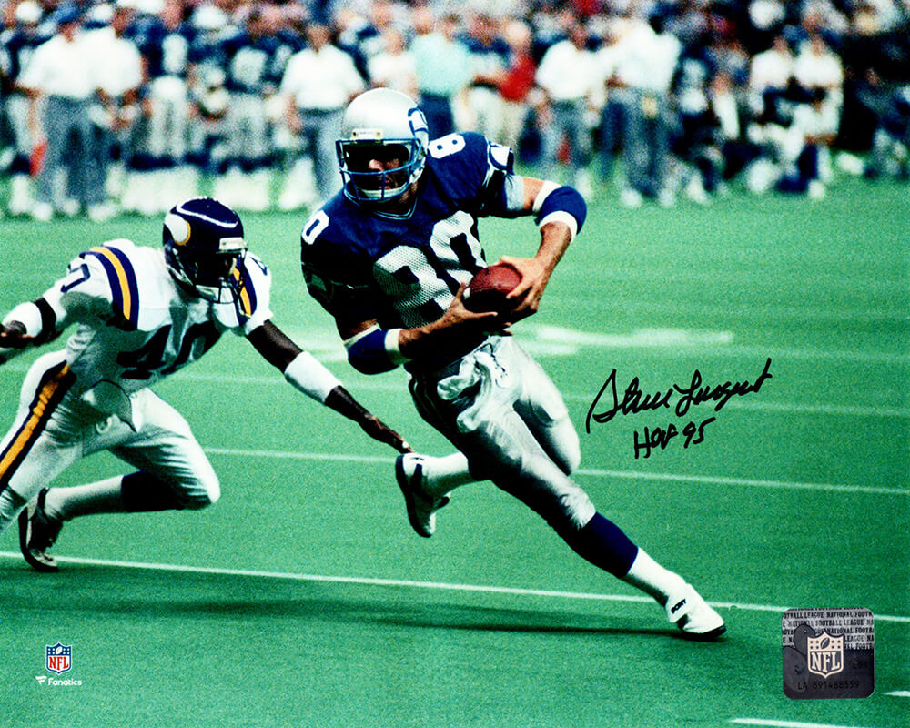 Steve Largent Signed Seattle Seahawks Football Action 8x10 Photo w/HOF'95 - LAR08P303 - Steve Largent Signed Seattle Seahawks Football Action 8x10 Photo w/HOF'95 product image