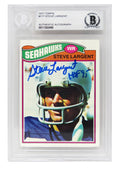Steve Largent Signed Seattle Seahawks 1977 Topps Football Rookie Card #177 w/HOF'95 - (Beckett Encapsulated) - LARCAR302 - Steve Largent Signed Seattle Seahawks 1977 Topps Football Rookie Card #177 w/HOF'95 - (Beckett Encapsulated) product image