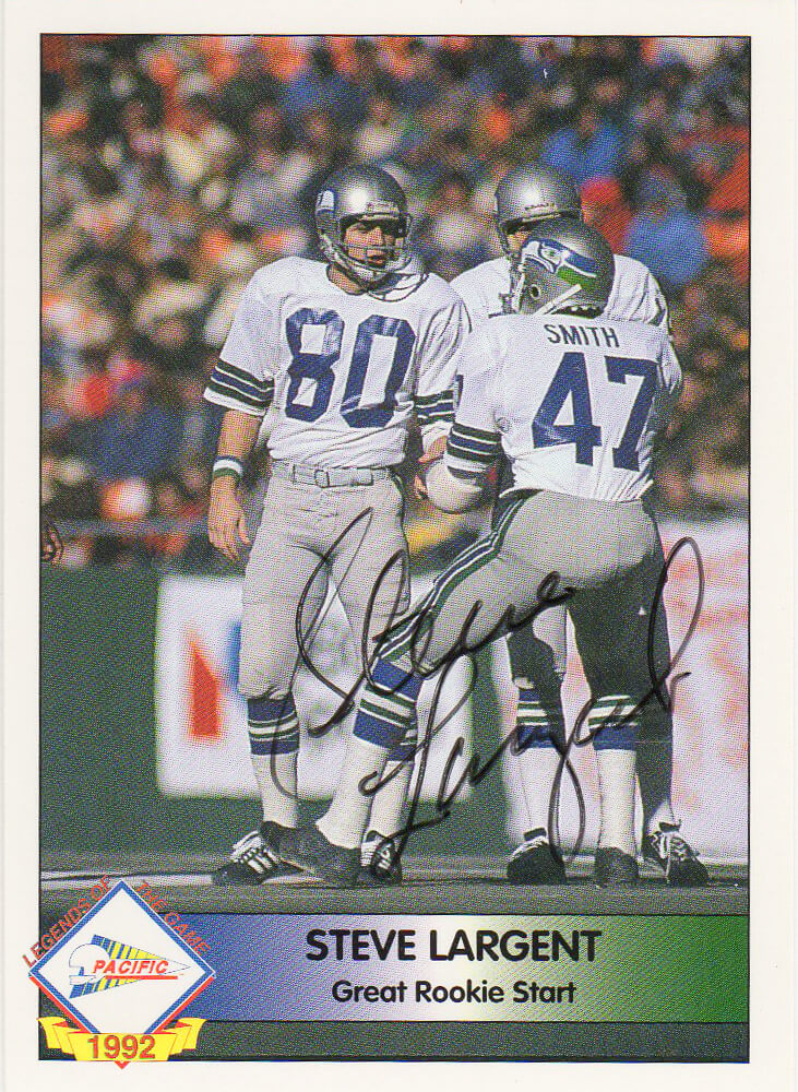 Steve Largent Signed Seattle Seahawks 1992 Pacific Football Trading Card - LARCAR304 - Steve Largent Signed Seattle Seahawks 1992 Pacific Football Trading Card product image