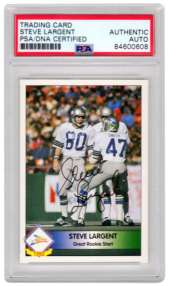 Steve Largent Signed Seattle Seahawks 1992 Pacific Football Trading Card - (PSA/DNA Encapsulated) - LARCAR305 - Steve Largent Signed Seattle Seahawks 1992 Pacific Football Trading Card - (PSA/DNA Encapsulated) product image