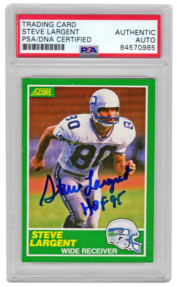 Steve Largent Signed Seattle Seahawks 1989 Score Football Trading Card #225 w/HOF'95 - (PSA Encapsulated) - LARCAR306 - Steve Largent Signed Seattle Seahawks 1989 Score Football Trading Card #225 w/HOF'95 - (PSA Encapsulated) product image