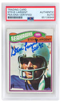 Steve Largent Signed Seattle Seahawks 1977 Topps Rookie Football Card #177 w/HOF'95 - (PSA Encapsulated) - LARCAR308 - Steve Largent Signed Seattle Seahawks 1977 Topps Rookie Football Card #177 w/HOF'95 - (PSA Encapsulated) product image