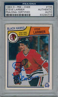 Steve Larmer Signed Blackhawks 1983 O-Pee-Chee Rookie Card #105 w/83 Calder PSA/DNA - LARCAR400 - Steve Larmer Signed Blackhawks 1983 O-Pee-Chee Rookie Card #105 w/83 Calder PSA/DNA product image