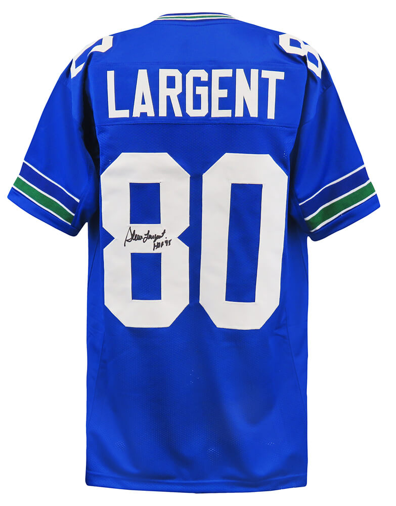 Steve Largent Signed Blue Custom Jersey w/HOF'95 - LARJRY300 - Steve Largent Signed Blue Custom Jersey w/HOF'95 product image