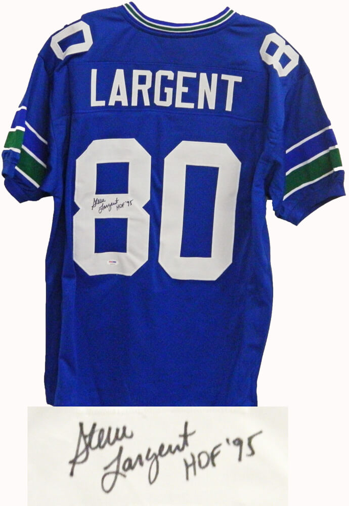 Steve Largent Signed Blue Custom Jersey w/HOF'95 - PSA/DNA - LARJRY301 - Steve Largent Signed Blue Custom Jersey w/HOF'95 - PSA/DNA product image