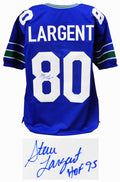 Steve Largent Signed Blue T/B Custom Football Jersey w/HOF'95 - LARJRY303 - Steve Largent Signed Blue T/B Custom Football Jersey w/HOF'95 product image