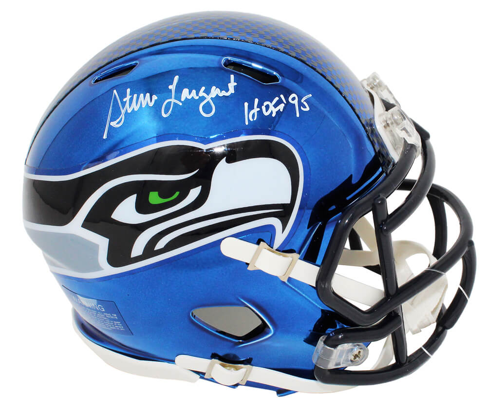 Steve Largent Signed Seattle Seahawks Chrome Riddell Mini Helmet w/HOF'95 - LARMIN302 - Steve Largent Signed Seattle Seahawks Chrome Riddell Mini Helmet w/HOF'95 product image