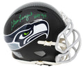 Steve Largent Signed Seattle Seahawks Flat Black Matte Riddell Mini Helmet w/HOF'95 - LARMIN303 - Steve Largent Signed Seattle Seahawks Flat Black Matte Riddell Mini Helmet w/HOF'95 product image