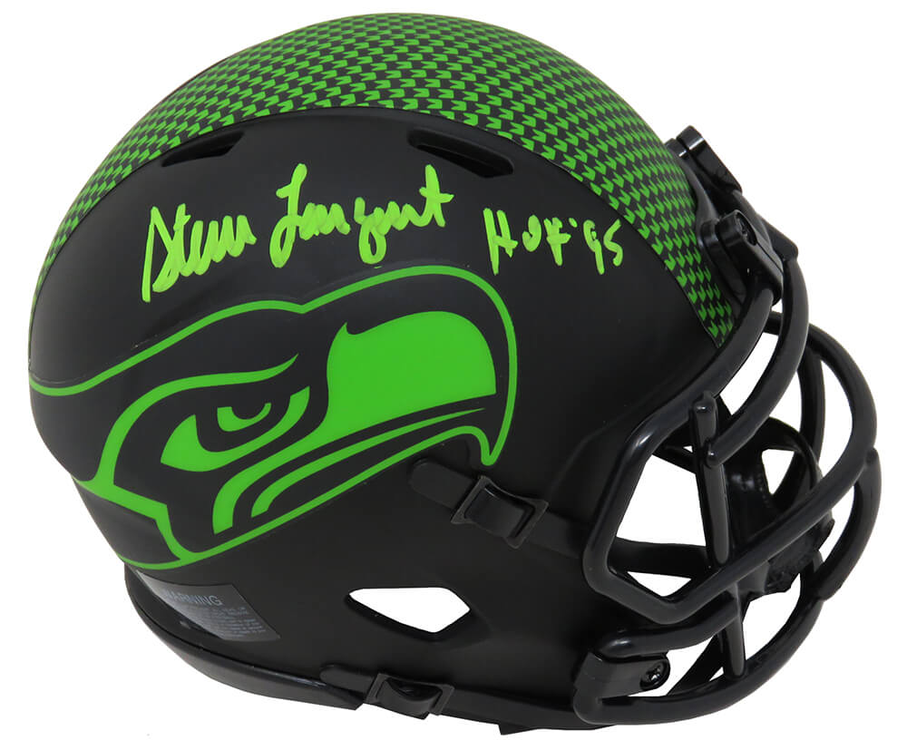 Steve Largent Signed Seattle Seahawks Eclipse Black Matte Riddell Speed Mini Helmet w/HOF'95 - LARMIN306 - Steve Largent Signed Seattle Seahawks Eclipse Black Matte Riddell Speed Mini Helmet w/HOF'95 product image