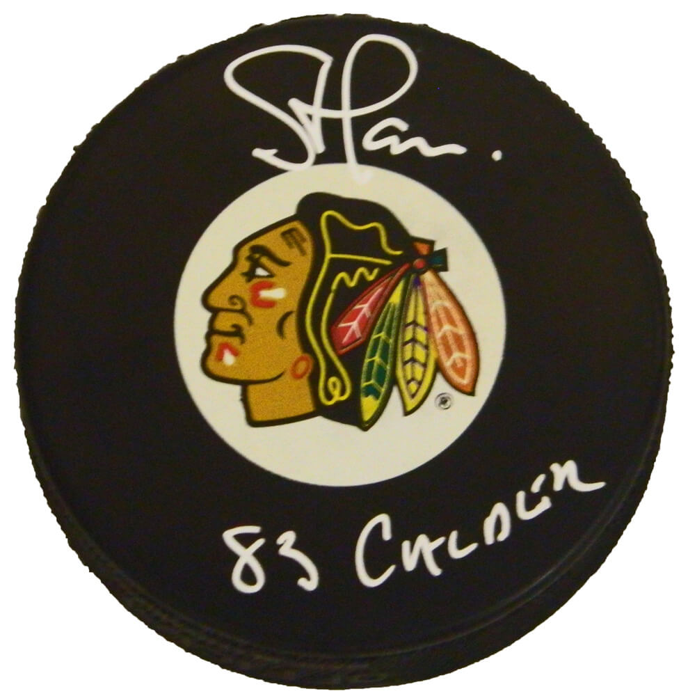 Steve Larmer Signed Blackhawks Logo Hockey Puck w/'83 Calder - LARPUC400 - Steve Larmer Signed Blackhawks Logo Hockey Puck w/'83 Calder product image