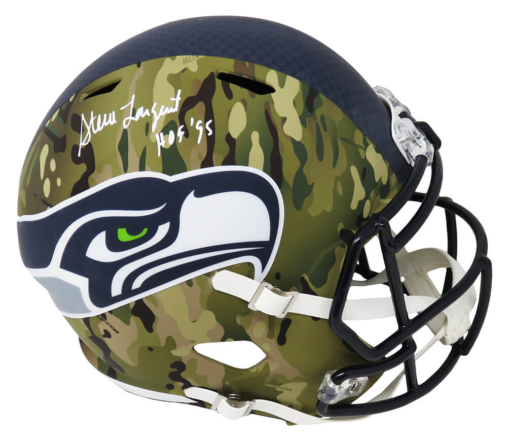 Steve Largent Signed Seattle Seahawks CAMO Riddell Full Size Speed Replica Helmet w/HOF'95 - LARREP309 - Steve Largent Signed Seattle Seahawks CAMO Riddell Full Size Speed Replica Helmet w/HOF'95 product image