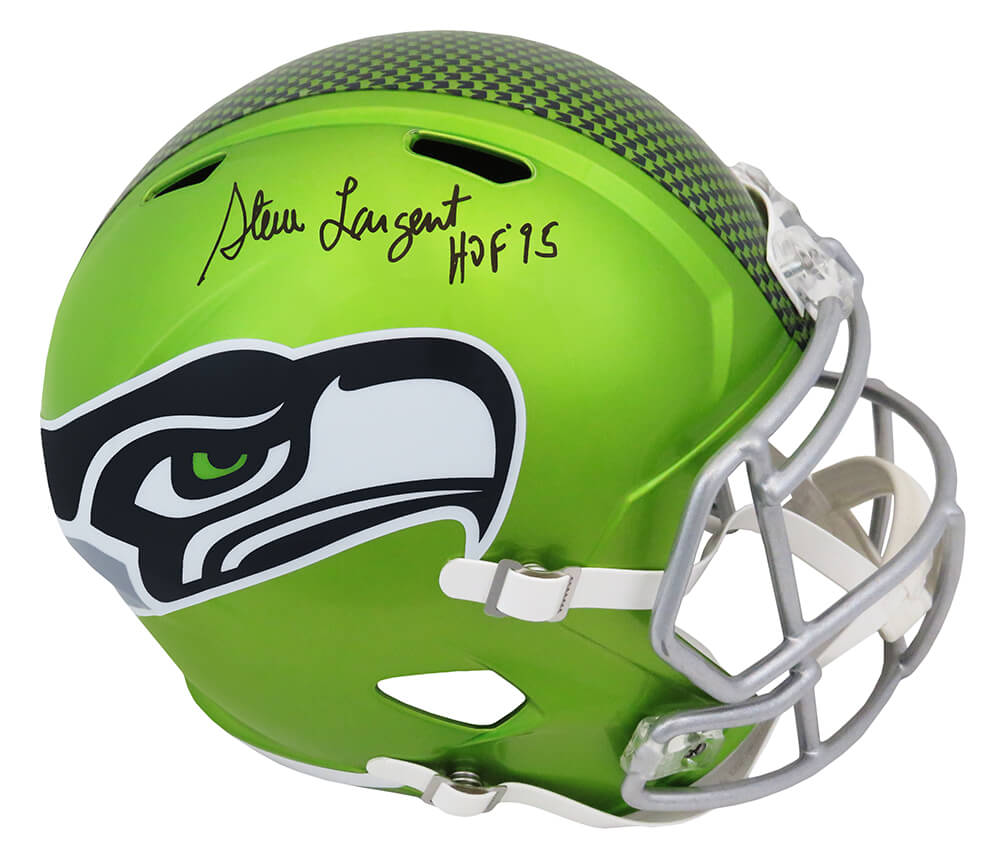 Steve Largent Signed Seattle Seahawks FLASH Riddell Full Size Speed Replica Helmet w/HOF'95 - LARREP313 - Steve Largent Signed Seattle Seahawks FLASH Riddell Full Size Speed Replica Helmet w/HOF'95 product image