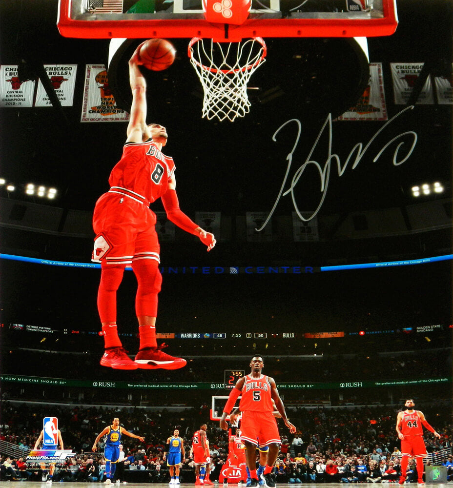 Zach LaVine Signed Chicago Bulls One Hand Dunk Action 16x20 Photo - LAV16P200 - Zach LaVine Signed Chicago Bulls One Hand Dunk Action 16x20 Photo product image
