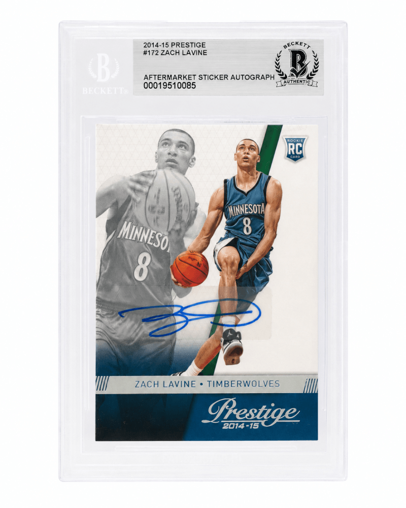 Zach Lavine Signed 2014 Panini Prestige Premium Rookie Basketball Card #172 - (Beckett / Auto Sticker) - LAVCAR200 - Zach Lavine Signed 2014 Panini Prestige Premium Rookie Basketball Card #172 - (Beckett / Auto Sticker) product image