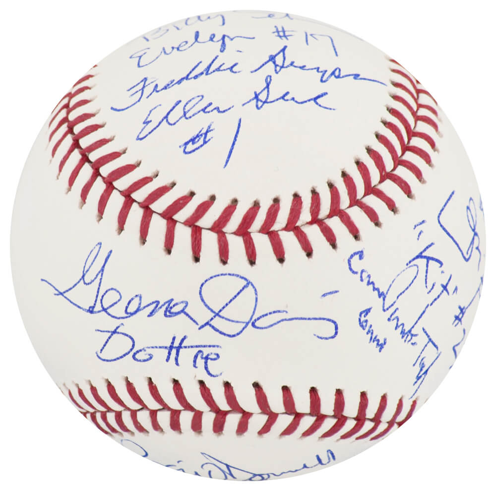 A League Of Their Own (Rockford Peaches) Team Signed Rawlings MLB Baseball (11 Signatures - w/Character Names) - LEABSB501 - A League Of Their Own (Rockford Peaches) Team Signed Rawlings MLB Baseball (11 Signatures - w/Character Names) product image