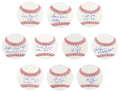 A League Of Their Own (Rockford Peaches) Signed Individual Rawlings MLB Baseball w/Character Names (Set of 10 Balls) - LEABSB502 - A League Of Their Own (Rockford Peaches) Signed Individual Rawlings MLB Baseball w/Character Names (Set of 10 Balls) product image