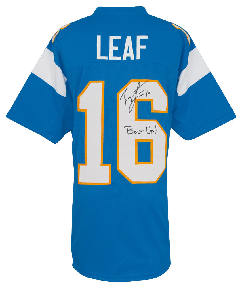 Ryan Leaf Signed Powder Blue Custom Football Jersey w/Bolt Up - LEAJRY302 - Ryan Leaf Signed Powder Blue Custom Football Jersey w/Bolt Up product image
