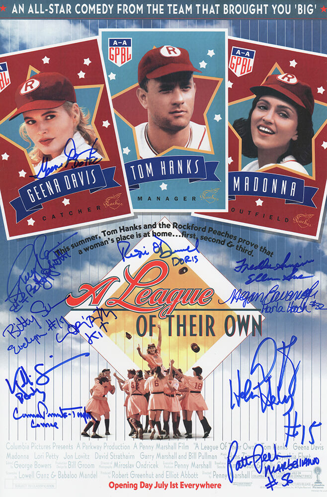 A League Of Their Own (Rockford Peaches) Cast Signed 11x17 Movie Poster (11 Signatures - w/Character Names) - LEAPST501 - A League Of Their Own (Rockford Peaches) Cast Signed 11x17 Movie Poster (11 Signatures - w/Character Names) product image