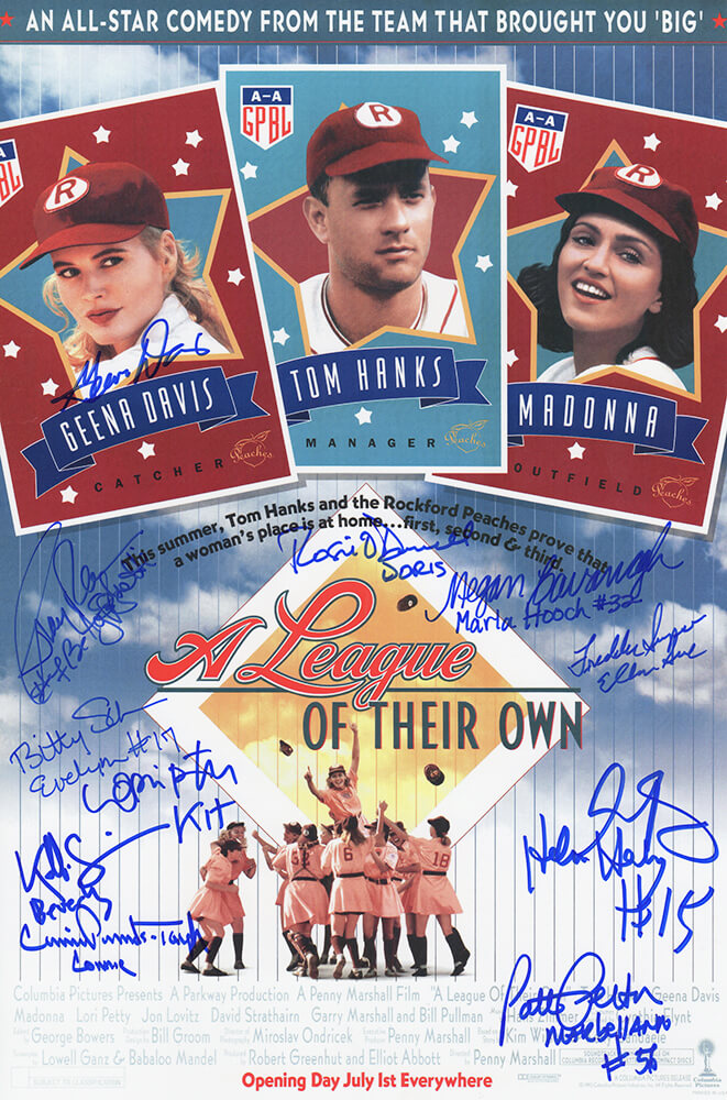 A League Of Their Own (Rockford Peaches) Cast Signed 11x17 Movie Poster (11 Signatures) - LEAPST502 - A League Of Their Own (Rockford Peaches) Cast Signed 11x17 Movie Poster (11 Signatures) product image