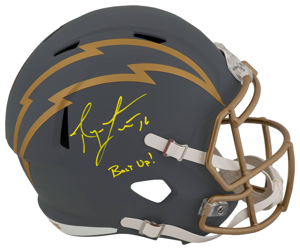 Ryan Leaf Signed Chargers SLATE Riddell Full Size Speed Replica Helmet w/Bolt Up - LEAREP303 - Ryan Leaf Signed Chargers SLATE Riddell Full Size Speed Replica Helmet w/Bolt Up product image