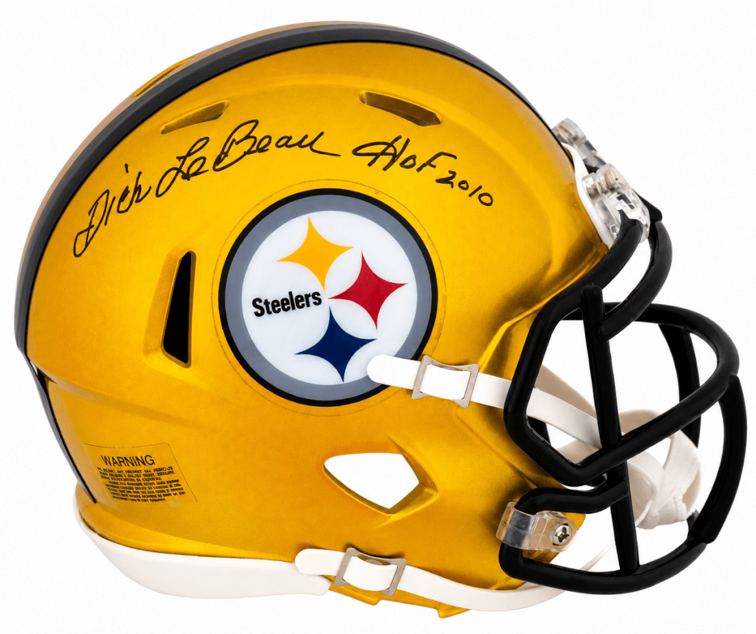 Dick LeBeau Signed Pittsburgh Steelers FLASH Riddell Speed Mini Helmet w/HOF 2010 - LEBMIN302 - Dick LeBeau Signed Pittsburgh Steelers FLASH Riddell Speed Mini Helmet w/HOF 2010 product image