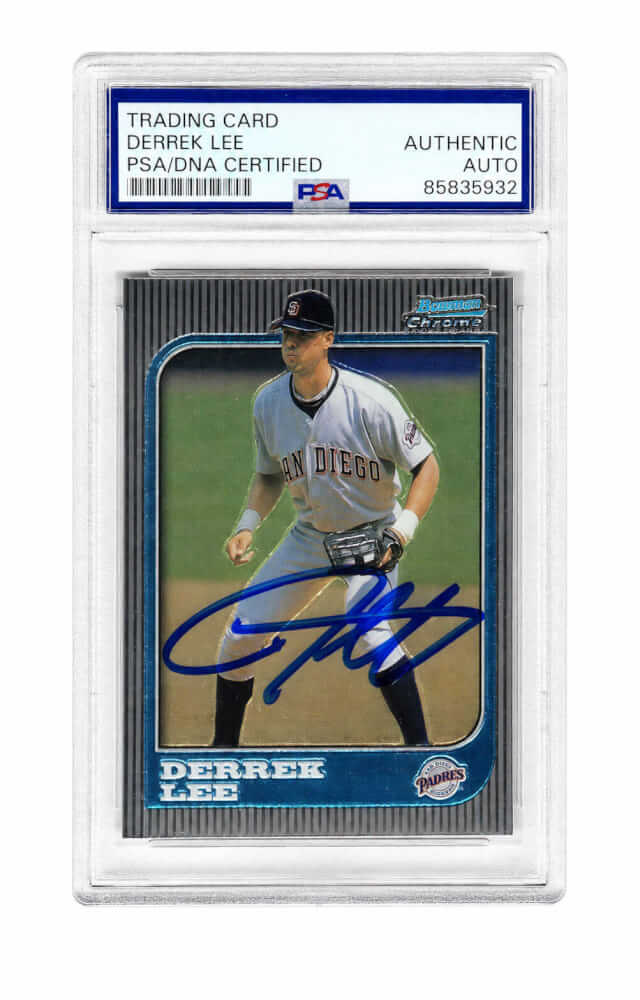 Derrek Lee Signed Padres 1997 Bowman Chrome Baseball Card #200 - (PSA Encapsulated) - LEECAR113 - Derrek Lee Signed Padres 1997 Bowman Chrome Baseball Card #200 - (PSA Encapsulated) product image