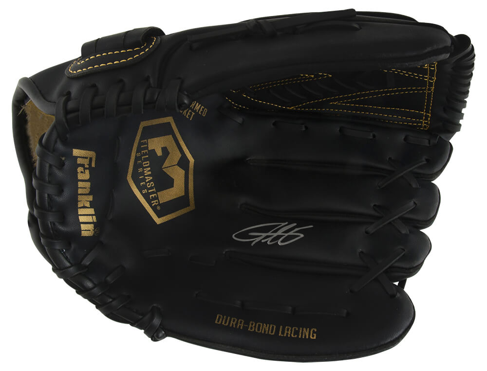 Derrek Lee Signed Franklin Fieldmaster Black Baseball Fielders Glove - LEEGLV100 - Derrek Lee Signed Franklin Fieldmaster Black Baseball Fielders Glove product image