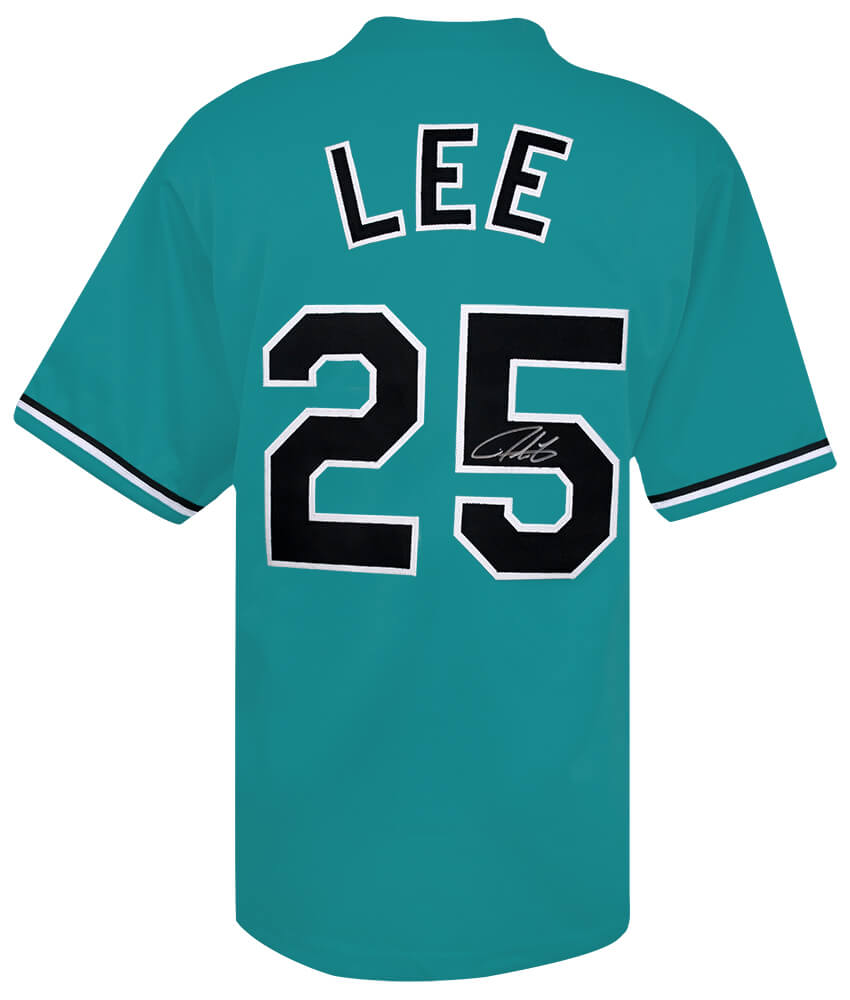 Derrek Lee Signed Teal Throwback Custom Baseball Jersey - LEEJRY100 - Derrek Lee Signed Teal Throwback Custom Baseball Jersey product image