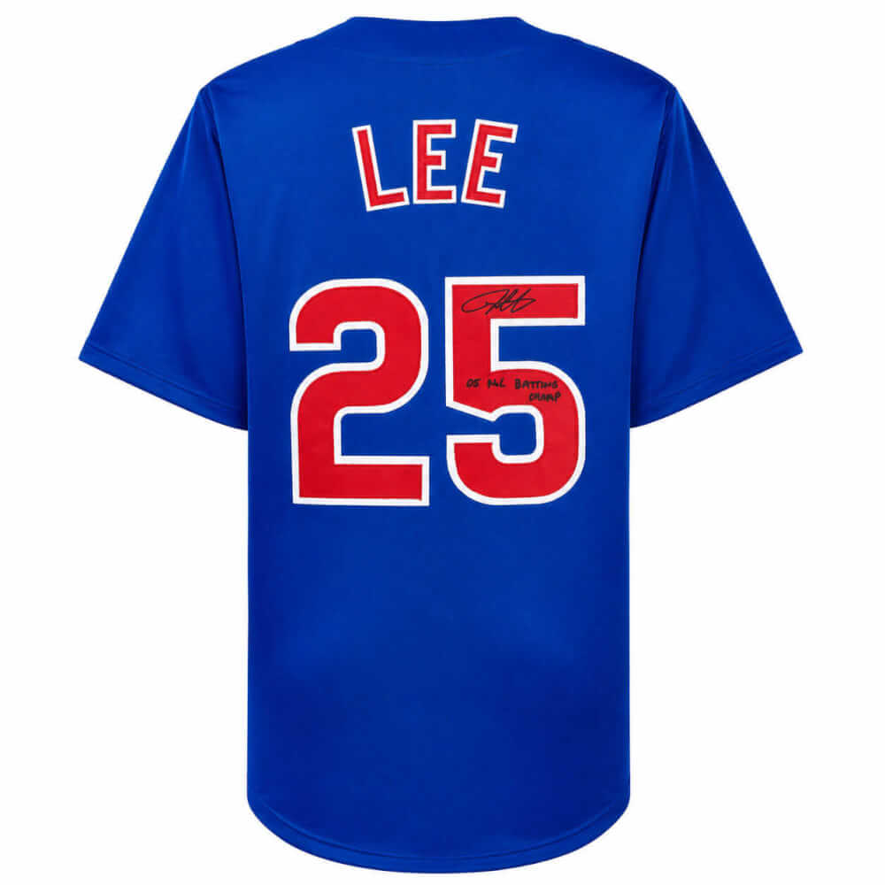 Derrek Lee Signed Blue Custom Baseball Jersey w/05 NL Batting Champ - LEEJRY104 - Derrek Lee Signed Blue Custom Baseball Jersey w/05 NL Batting Champ product image