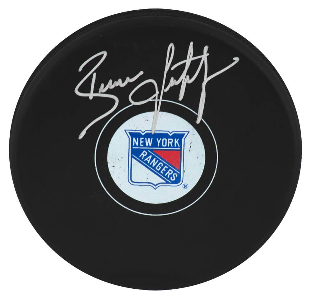 Brian Leetch Signed New York Rangers Logo Hockey Puck - LEEPUC401 - Brian Leetch Signed New York Rangers Logo Hockey Puck product image