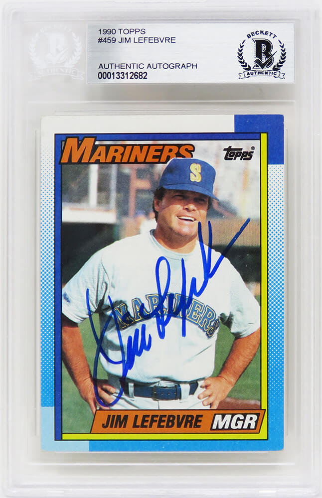 Jim Lefebvre Signed Seattle Mariners 1990 Topps Manager Card #459 - (Beckett Encapsulated) - LEFCAR103 - Jim Lefebvre Signed Seattle Mariners 1990 Topps Manager Card #459 - (Beckett Encapsulated) product image
