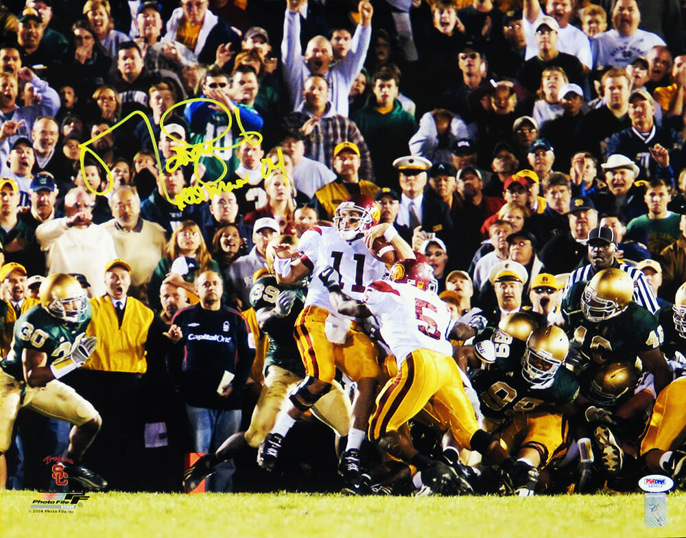 Matt Leinart Signed USC Trojans TD vs Notre Dame 16x20 Photo w/Heisman'04 (PSA/DNA) - LEI16P301 - Matt Leinart Signed USC Trojans TD vs Notre Dame 16x20 Photo w/Heisman'04 (PSA/DNA) product image