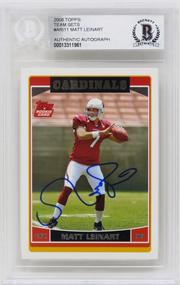 Matt Leinart Signed Arizona Cardinals 2006 Topps Football Rookie Card #ARI11 - (Beckett Encapsulated) - LEICAR300 - Matt Leinart Signed Arizona Cardinals 2006 Topps Football Rookie Card #ARI11 - (Beckett Encapsulated) product image