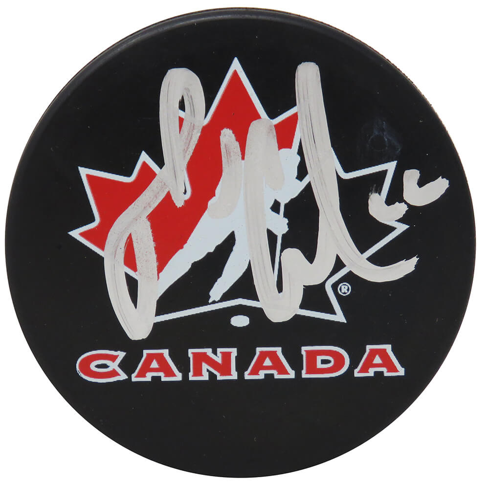 Mario Lemieux Signed Team Canada Logo Hockey Puck - LEMPUC401MYS - Mario Lemieux Signed Team Canada Logo Hockey Puck product image