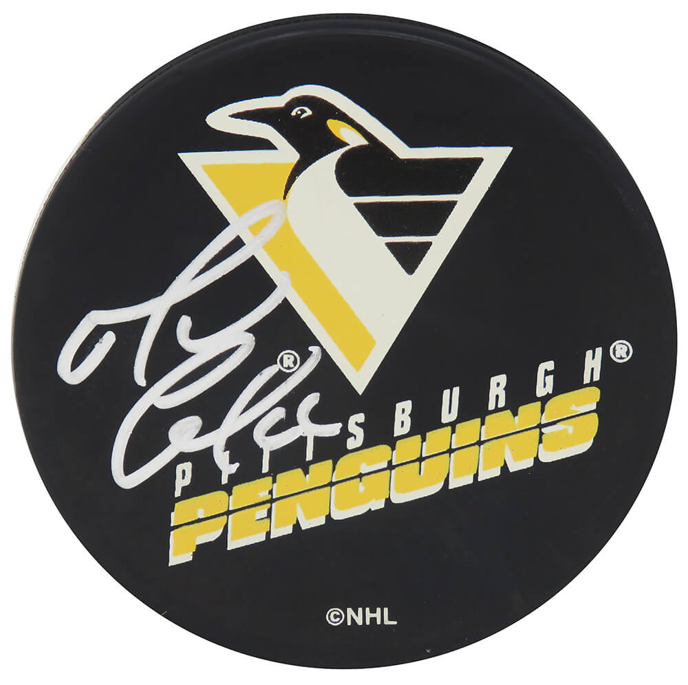 Mario Lemieux Signed Pittsburgh Penguins Team Name Logo Hockey Puck (JSA) - LEMPUC403 - Mario Lemieux Signed Pittsburgh Penguins Team Name Logo Hockey Puck (JSA) product image
