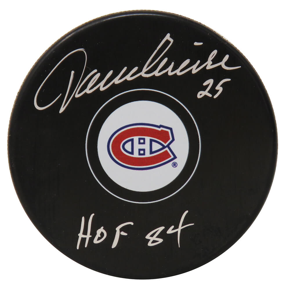 Jacques Lemaire Signed Montreal Canadiens Logo Hockey Puck w/HOF'84 - LEMPUC411 - Jacques Lemaire Signed Montreal Canadiens Logo Hockey Puck w/HOF'84 product image